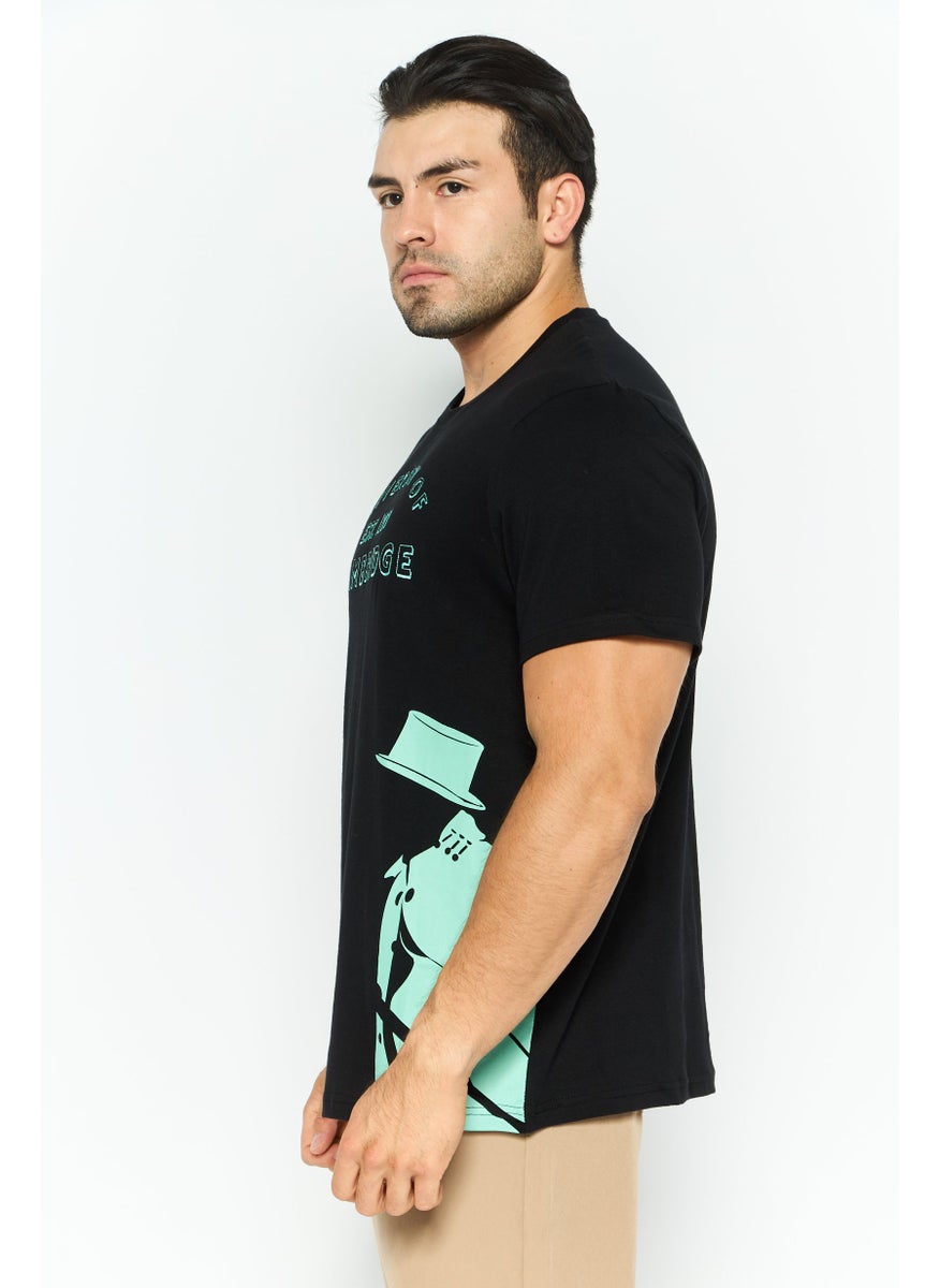 University Of Cambridge - Men Crew Neck Short Sleeve Embroidered Logo T-Shirt, Black Combo - Image 1