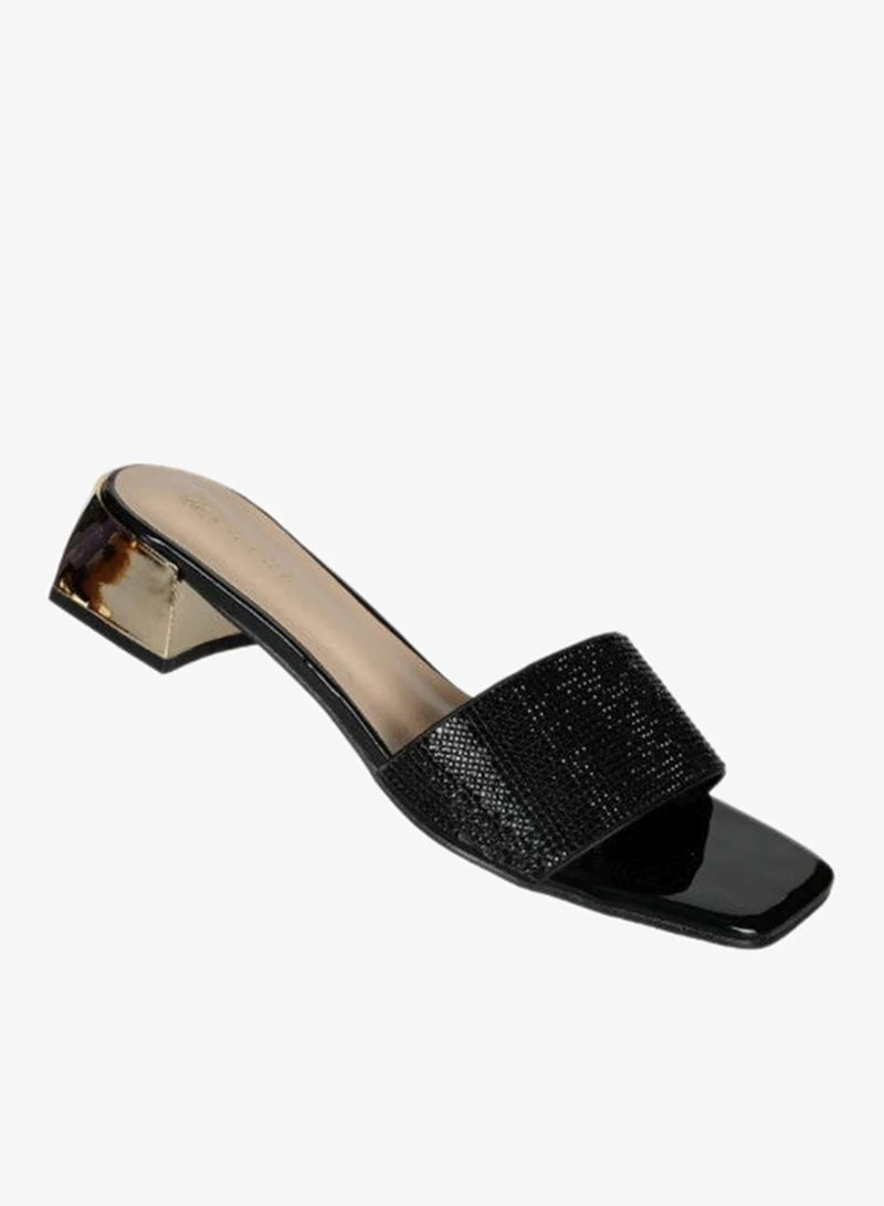ZAYNA 221-53 Zayna Ladies  Fashion Mid Heel Slip on 18F4088-15 Black