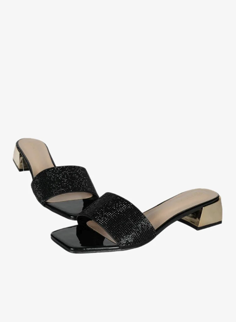ZAYNA 221-53 Zayna Ladies  Fashion Mid Heel Slip on 18F4088-15 Black