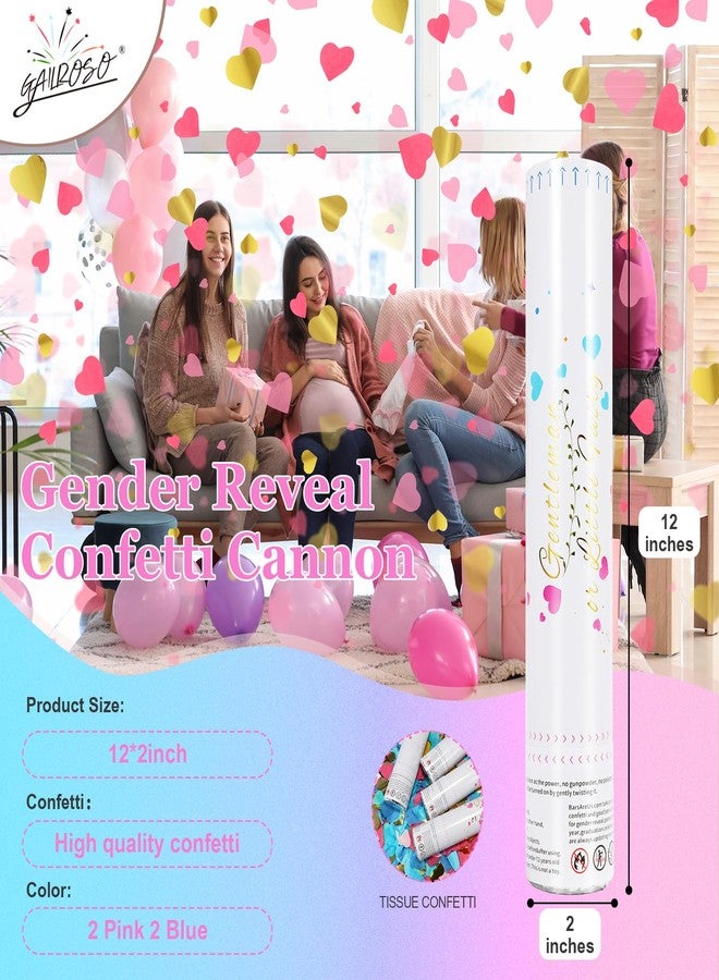 GAILROSO Gender Reveal Confetti Cannon,2 Blue 2 Pink Paper Connon Safty Party Poppers Shoots 20-25ft,12 inch Upgrade Firmware Baby Shower Gender Reveal Party Supplies Maternity Shoots - Image 4