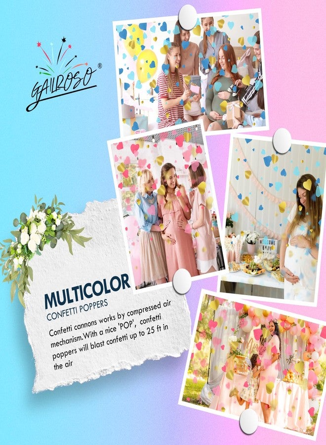 GAILROSO Gender Reveal Confetti Cannon,2 Blue 2 Pink Paper Connon Safty Party Poppers Shoots 20-25ft,12 inch Upgrade Firmware Baby Shower Gender Reveal Party Supplies Maternity Shoots - Image 2