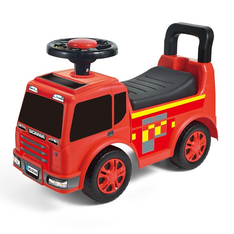 The Toys Home لعبة سيارة إطفاء سكانيا، نموذج P 250 باللون الأحمر، سيارة دفع للأطفال مع عجلة قيادة، مركبة طوارئ مرخصة، لعبة ركوب داخلية وخارجية للأطفال، من 2 إلى 5 سنوات - Image 1