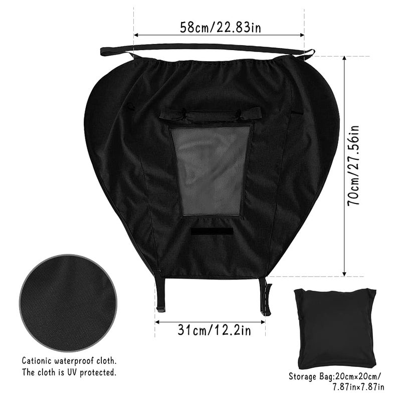 HHZ Pram Sunshade Sun Cover, Sun Shade Stroller for Baby, Universal Waterproof Stroller Sunshade Cover Anti-UV with Viewing Window for Stroller(Black) - Image 2