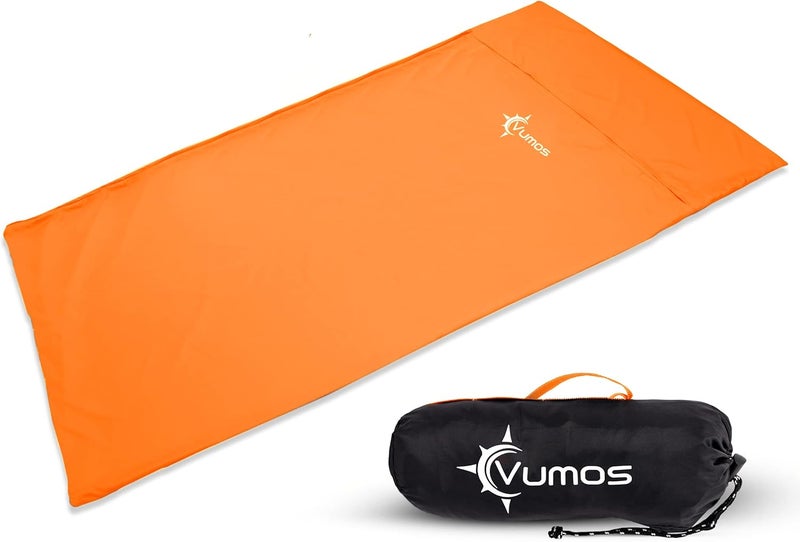 Vumos بطانية نوم وورقة تخييم - مادة تشبه الحرير للسفر - تحتوي على سحاب بطول كامل - Image 1