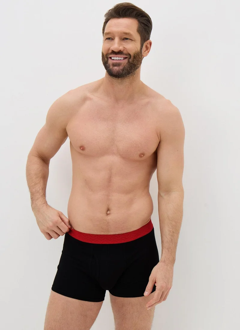 Matalan 5 Pack Black Coloured Waistband Keyhole Boxers