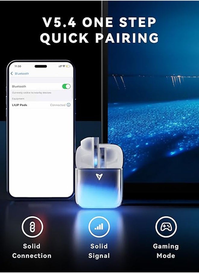 General - LP1 Bluetooth 5.4 Illuminated Wireless Headphones with Moving Sand, Glowing in the Dark, with Wireless Charging Case, 32 Hours Playback, Stereo Headphones with Bass - Image 1
