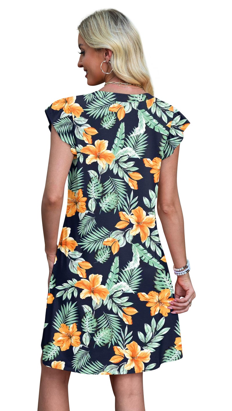 OFEEFAN Hawaiian Tropical Dresses for Women Spring Summer Sundress Casual Loose Clothes Beach Vacation Clothes Print 10 L - Image 5