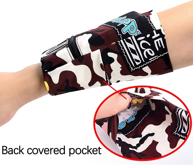 cheekyglo 2 Pocket Phone Arm Storage Band Pouch Wrist Wallet, The Lightest & Most Comfortable Running Armband, Stretches to Fit All Phones for Women & Men, Credit Cards, Keys, Cash (C) - Image 4
