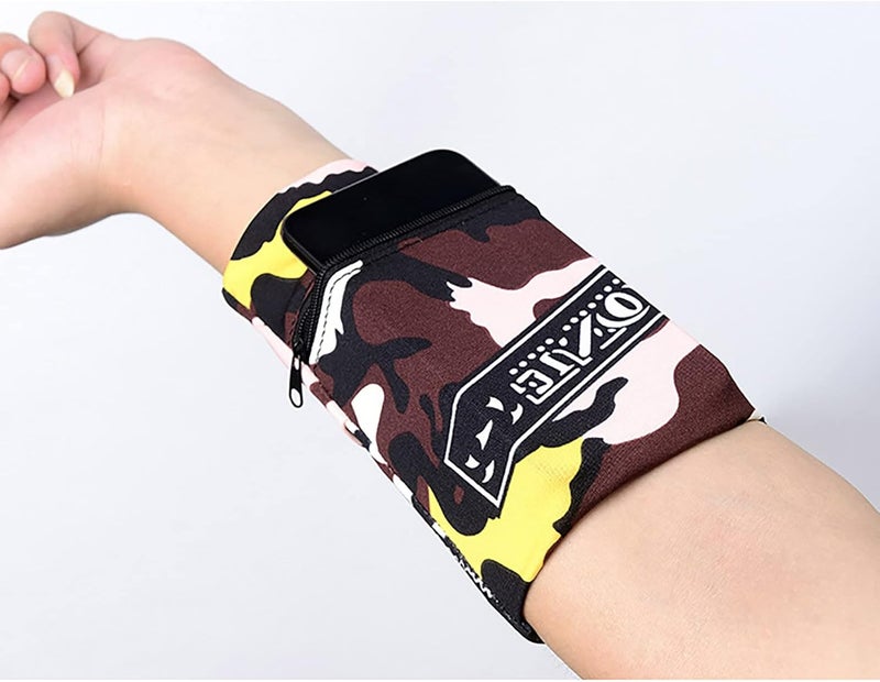 cheekyglo 2 Pocket Phone Arm Storage Band Pouch Wrist Wallet, The Lightest & Most Comfortable Running Armband, Stretches to Fit All Phones for Women & Men, Credit Cards, Keys, Cash (C) - Image 3