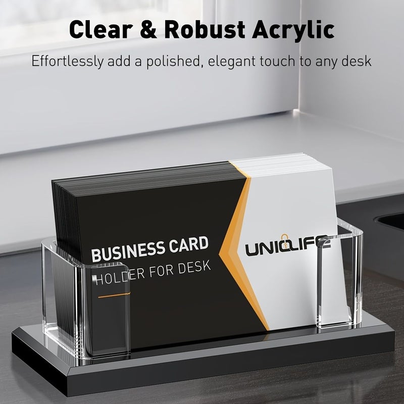 Acrylic Business Card Holder 1-Pc Transparent Horizontal Card Stand Desk Display 60 Card Capacity Office Exhibition Organizer - Image 3