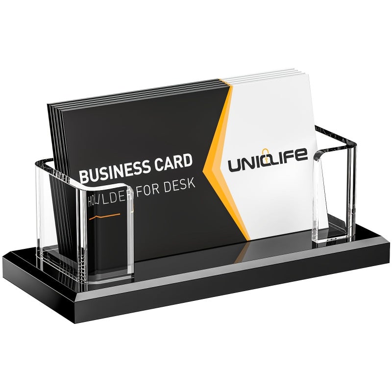 Acrylic Business Card Holder 1-Pc Transparent Horizontal Card Stand Desk Display 60 Card Capacity Office Exhibition Organizer - Image 1