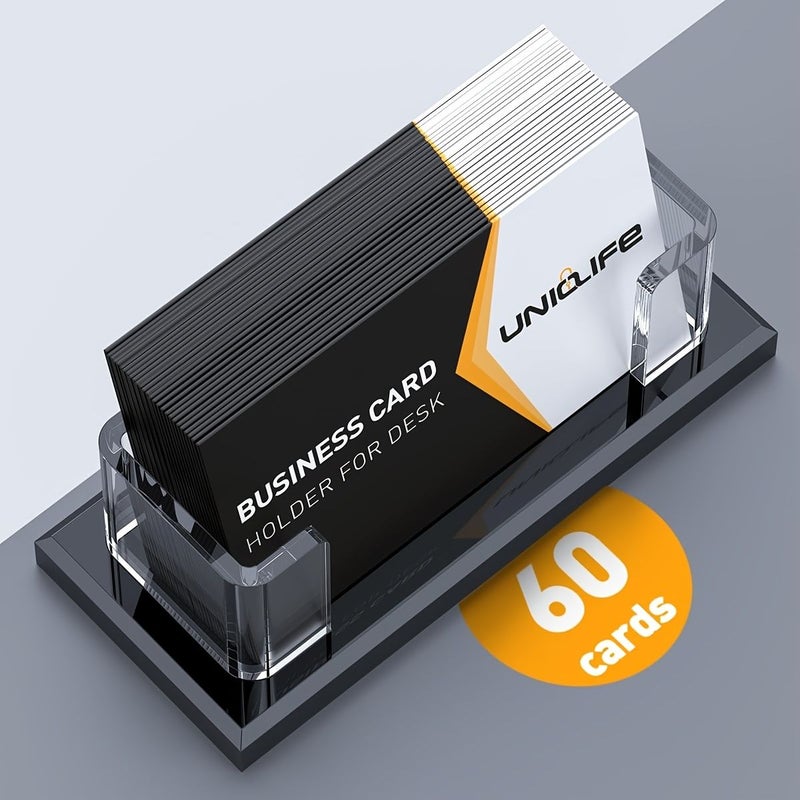 Acrylic Business Card Holder 1-Pc Transparent Horizontal Card Stand Desk Display 60 Card Capacity Office Exhibition Organizer - Image 4