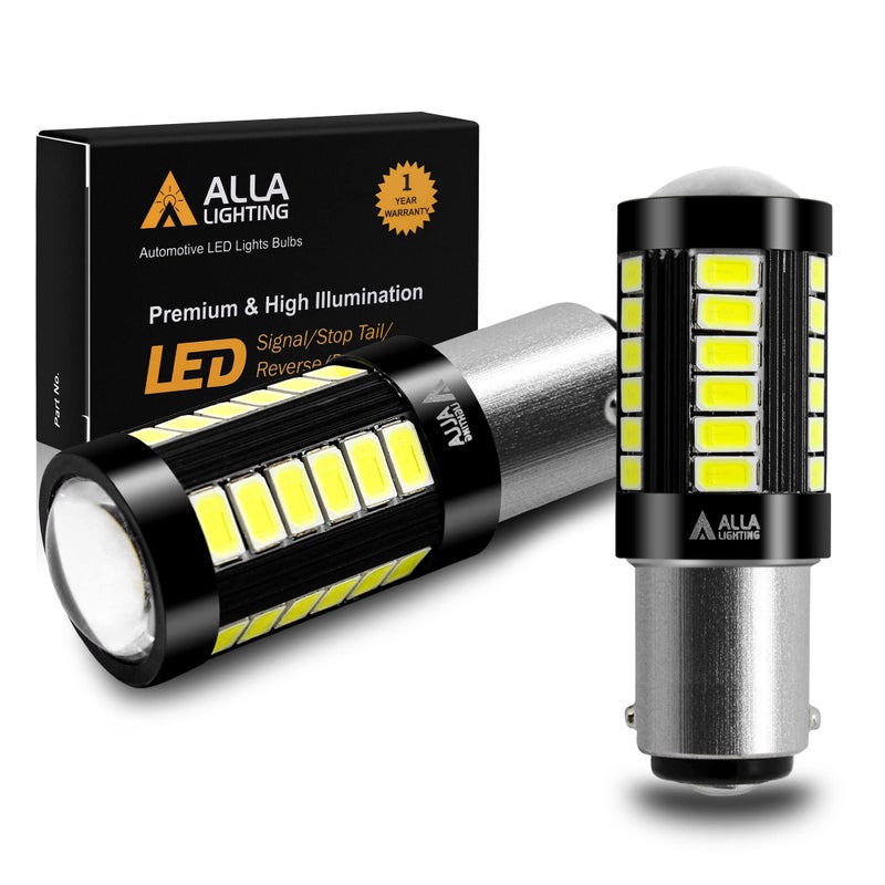 Alla Lighting 2800lm BAY15D Base 7528 1157 LED Bulbs 6000K Xenon White Turn SignalBrake Tail Lights Bulbs Xtreme Super Bright 5730 33SMD 12V Lamps 3496 2357 2057 1034 198