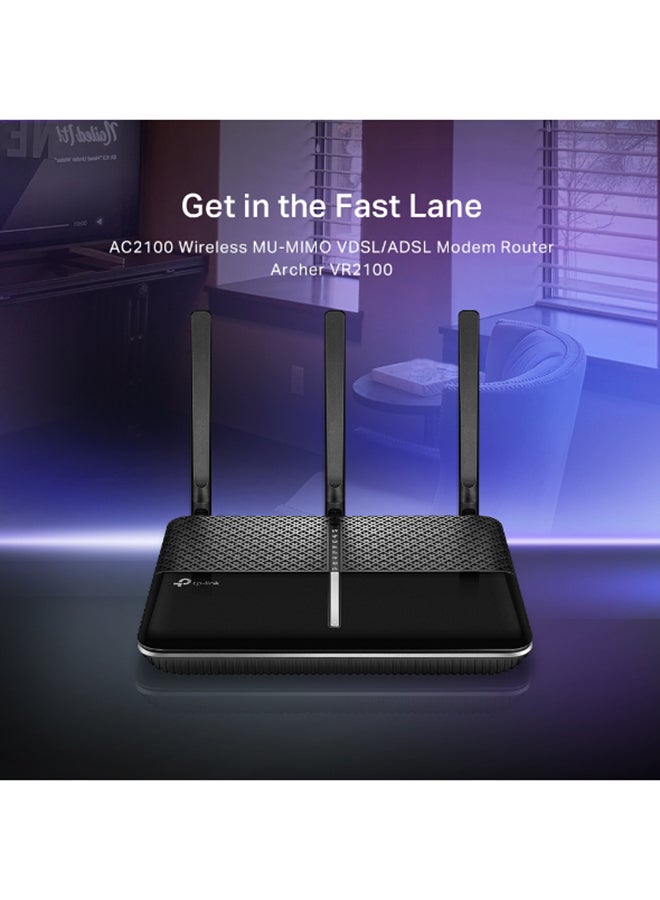 تي بي لينك راوتر مودم لاسلكي VDSL/ADSL بتقنية MU-MIMO طراز Archer VR2100 أسود - Image 3