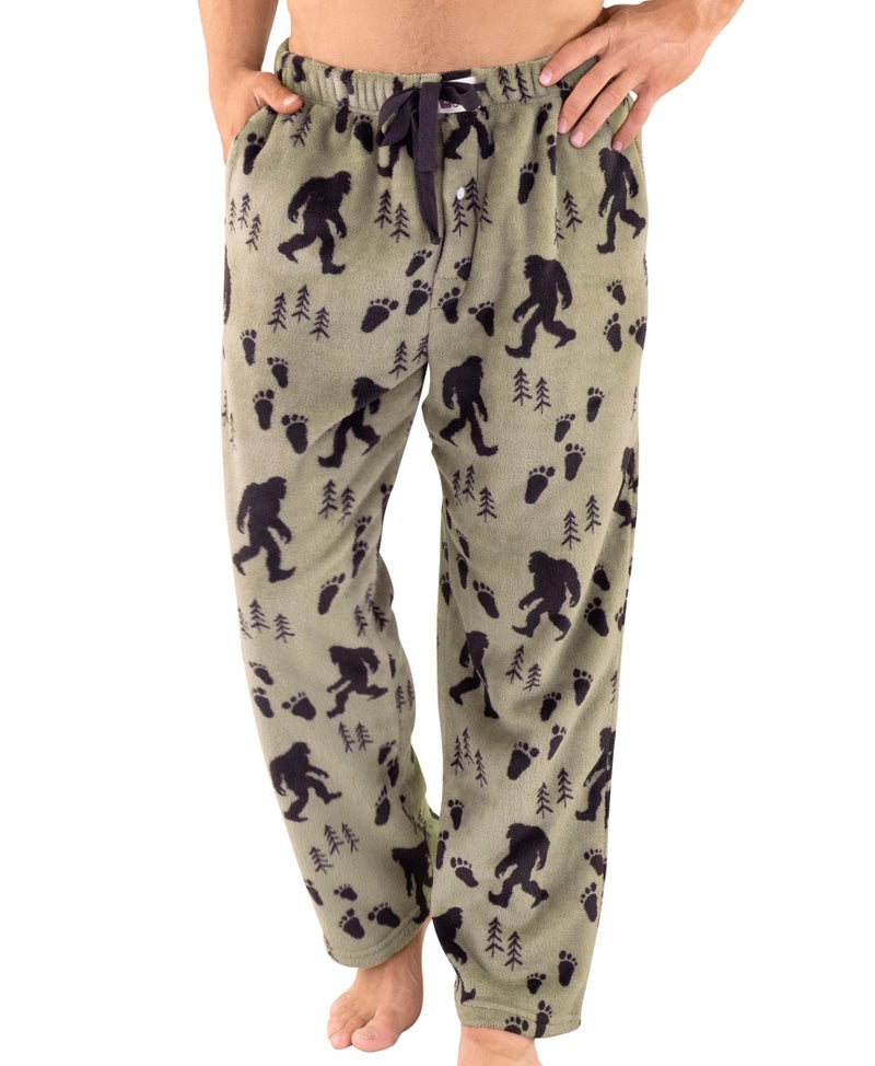 Lazy One Men's Fleece Pajama Pants, Nordic Fleece Pajama Bottoms for Men, Sasquatch (Bigfoot, Large) - Image 1