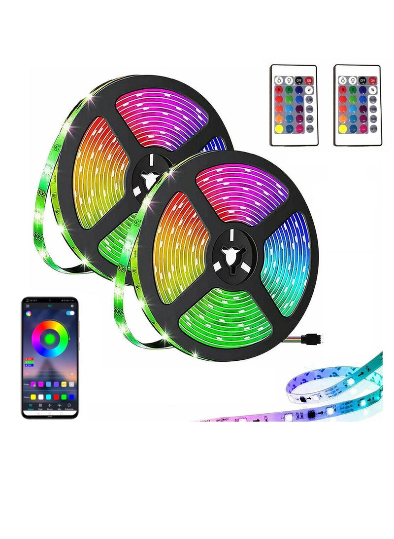 Yuwell 2 Pcs 5M Smart LED Strip Light RGB App And Remote Control Colorful Rope Lighting 10M For Home Decor Kitchen Bedroom Hotel Outdoor Bar Garden And Desktop Decoration Smart TV LED Backlights - Image 1