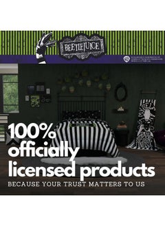 Franco Franco Collectibles Beetlejuice Striped Bedding 5 Piece Super Soft Comforter and Sheet Set, Full, (Officially Licensed Product)  - Image 5