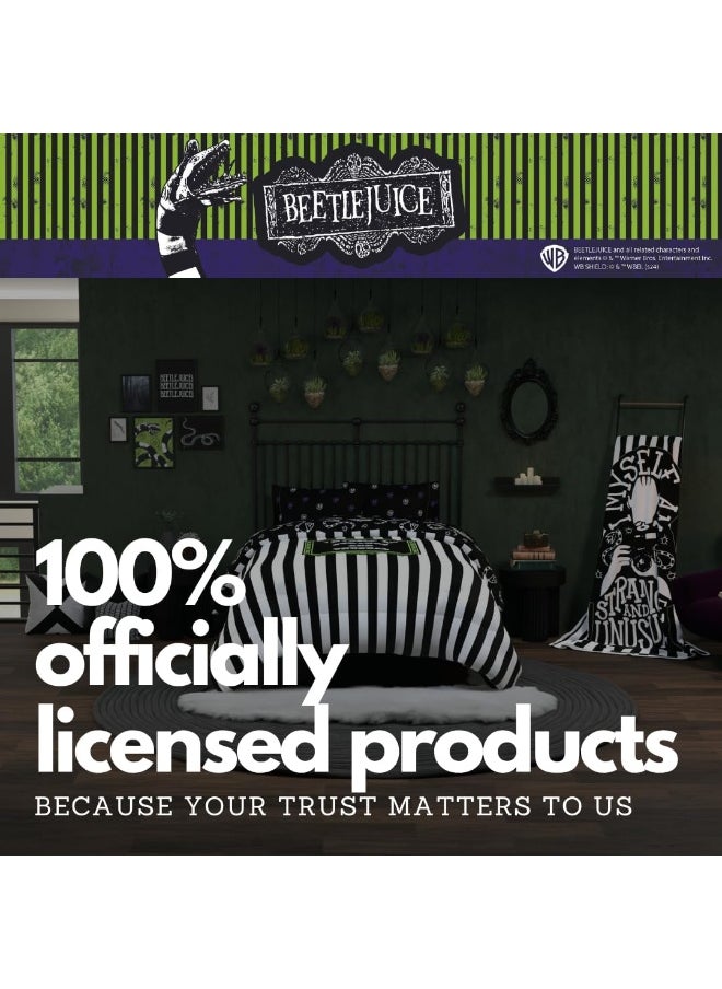 Franco Franco Collectibles Beetlejuice Striped Bedding 5 Piece Super Soft Comforter and Sheet Set, Full, (Officially Licensed Product)  - Image 5