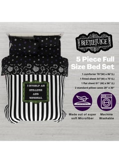 Franco Franco Collectibles Beetlejuice Striped Bedding 5 Piece Super Soft Comforter and Sheet Set, Full, (Officially Licensed Product)  - Image 2