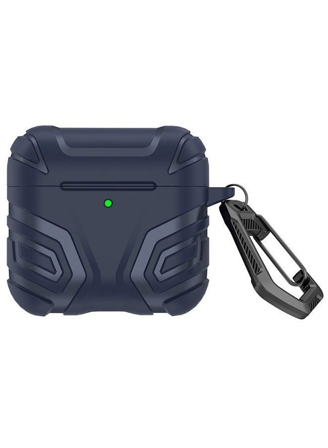 O Ozone Rugged Case for Airpods 4 Case Cover with Keychain, Full Body Shockproof Hard Protection Headphone Case Cover for Airpods 4th Generation- Dark Blue - Image 1