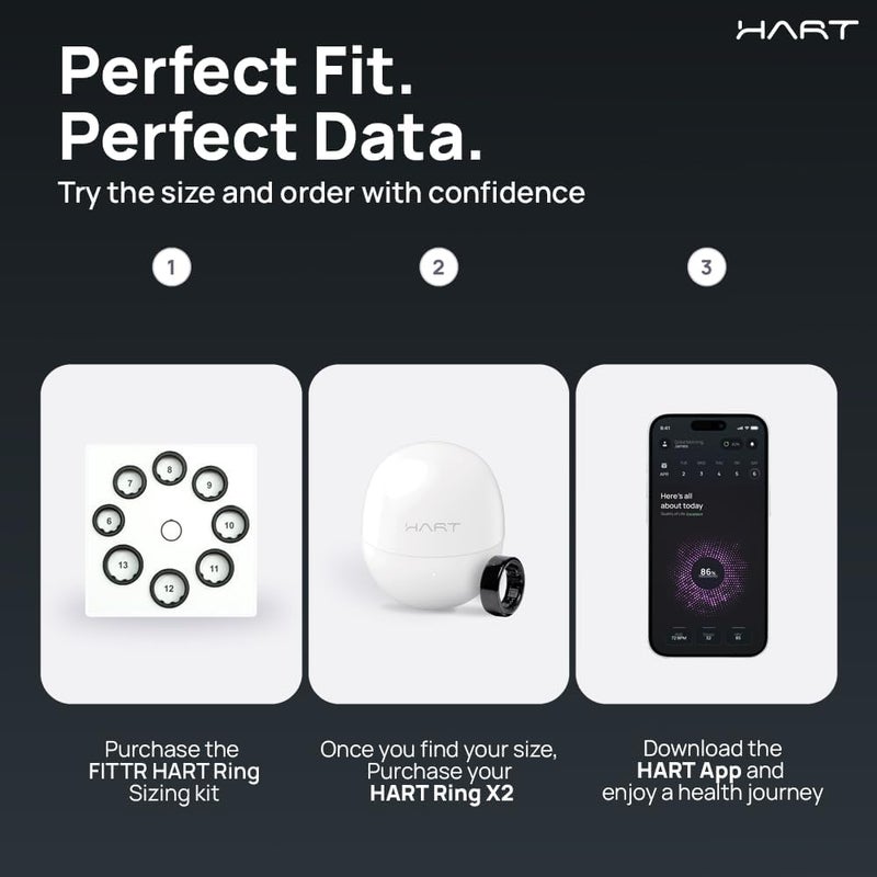 FITTR HART X2 Smart Ring, 8+ Days Battery, Fitness Tracker for Sleep, Recovery, Stress, Workout, Live Heartrate, Calories, Smart Ring for Men & Women, Buy Sizing Kit First, Titanium (Frost Silver, 7) - Image 2