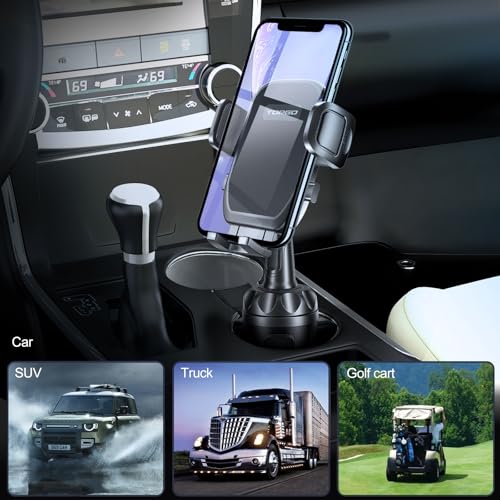 TOPGO Car Phone Mount, Cup Phone Holder for Car [Secure & Stable] Cup Phone Holder Cell Phone Automobile Cradle for iPhone 16 and More Smart Phone -Black - Image 2