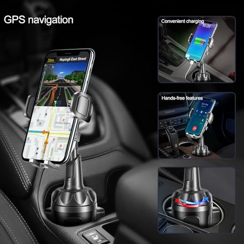 TOPGO Car Phone Mount, Cup Phone Holder for Car [Secure & Stable] Cup Phone Holder Cell Phone Automobile Cradle for iPhone 16 and More Smart Phone -Black - Image 3