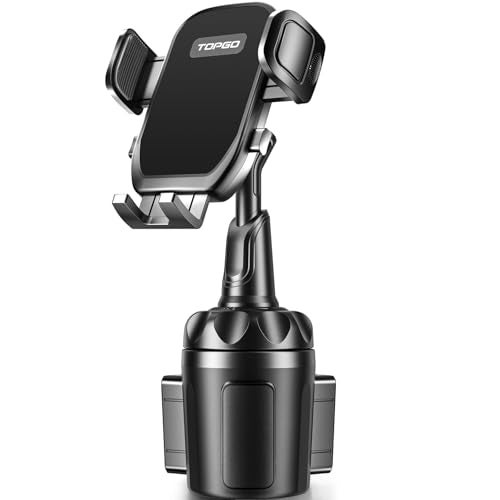 TOPGO Car Phone Mount, Cup Phone Holder for Car [Secure & Stable] Cup Phone Holder Cell Phone Automobile Cradle for iPhone 16 and More Smart Phone -Black - Image 1