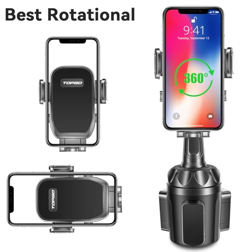 TOPGO Car Phone Mount, Cup Phone Holder for Car [Secure & Stable] Cup Phone Holder Cell Phone Automobile Cradle for iPhone 16 and More Smart Phone -Black - Image 5
