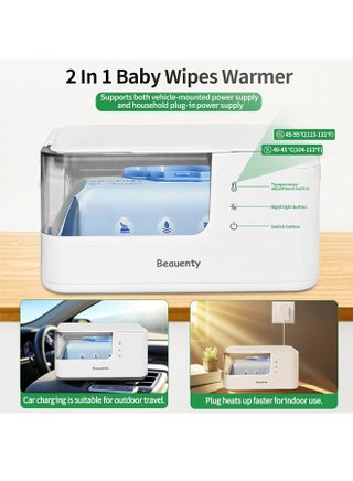 Baby Wipe Warmer for Car and Home Use – 2-Level Temperature Control, Silent & Even Heating, Built-in Light, Keeps Wipes Warmer Moist – Large Capacity Diaper Wipes Dispenser for Babies - view 3