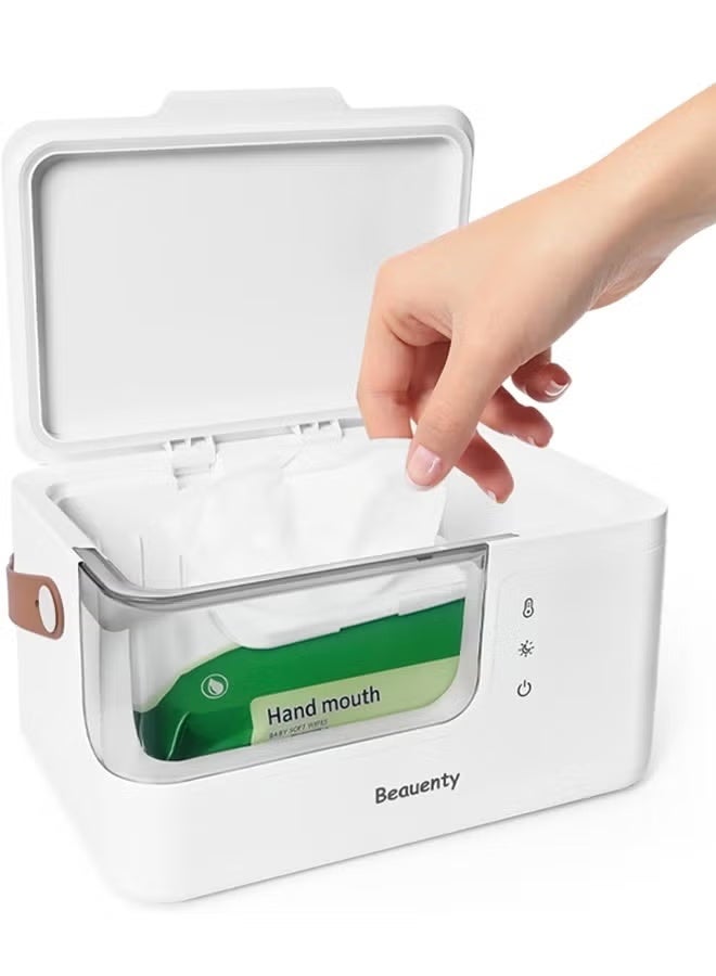 Beauenty Baby Wipe Warmer for Car and Home Use – 2-Level Temperature Control, Silent & Even Heating, Built-in Light, Keeps Wipes Warmer Moist – Large Capacity Diaper Wipes Dispenser for Babies - Image 1