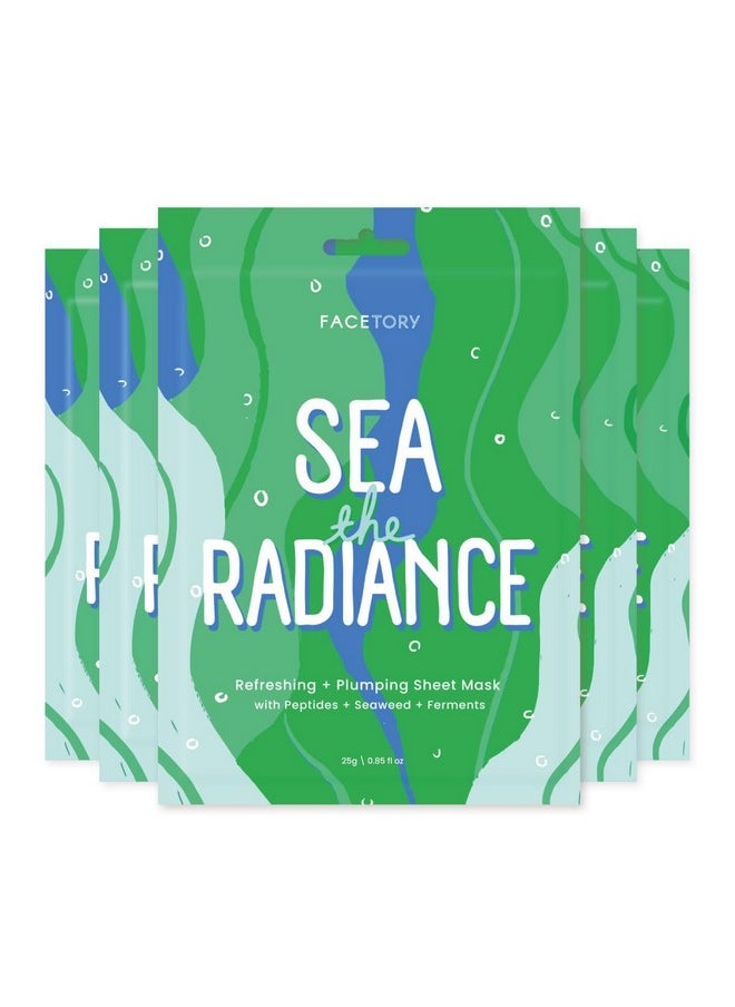 FACETORY FACETORY K Beauty Face Mask Skin Care - SEA THE RADIANCE PLUMPING Sheet Mask with Peptides & Seaweed Extract | Hydrates, Firms, Rejuvenates (5 Pack)  - Image 1