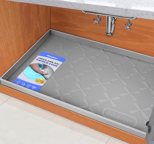 SIKADEER 31 x 22 Under Sink Mat Waterproof Silicone Mat Kitchen Drawer Shelf and Cabinet Liner Sink Protector for Kitchen Organizers and Storage Boot Tray Pet Food Mats