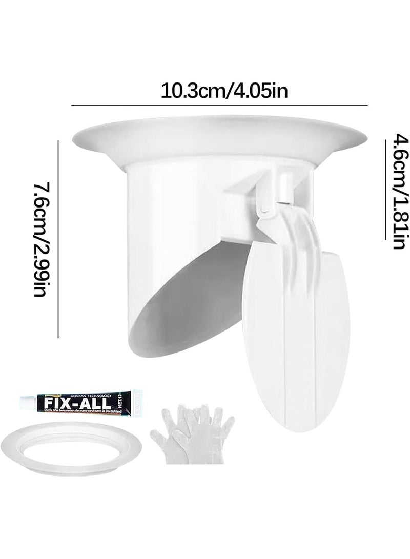 Silicone Floor Drain Backflow Preventer, Anti-Odor One-Way Valve Plug, Fits 3.5-4.05 Inch Pipes, 2.99 Inch Depth, White - Image 2