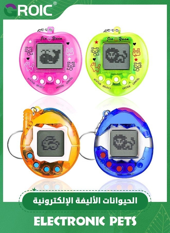 GROIC 4 Pieces Virtual Pets Keychain Digital Nostalgic Electronic Keychain,Pet Key Chain 90s Handheld Games Game Keyring, Keychain,Handheld Machine - Image 1