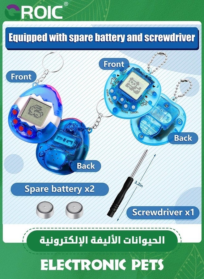 GROIC 4 Pieces Virtual Pets Keychain Digital Nostalgic Electronic Keychain,Pet Key Chain 90s Handheld Games Game Keyring, Keychain,Handheld Machine - Image 4
