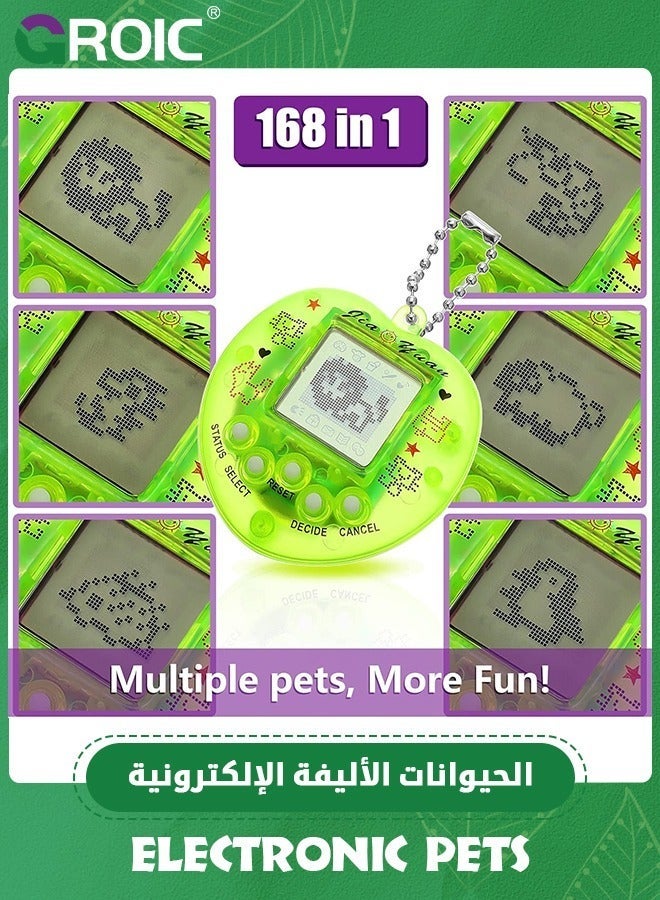 GROIC 4 Pieces Virtual Pets Keychain Digital Nostalgic Electronic Keychain,Pet Key Chain 90s Handheld Games Game Keyring, Keychain,Handheld Machine - Image 3