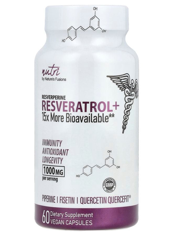 Nature'S Fusions Nutri Resveratrol+  1000 mg 60 Vegan Capsules (500 mg per Capsule)