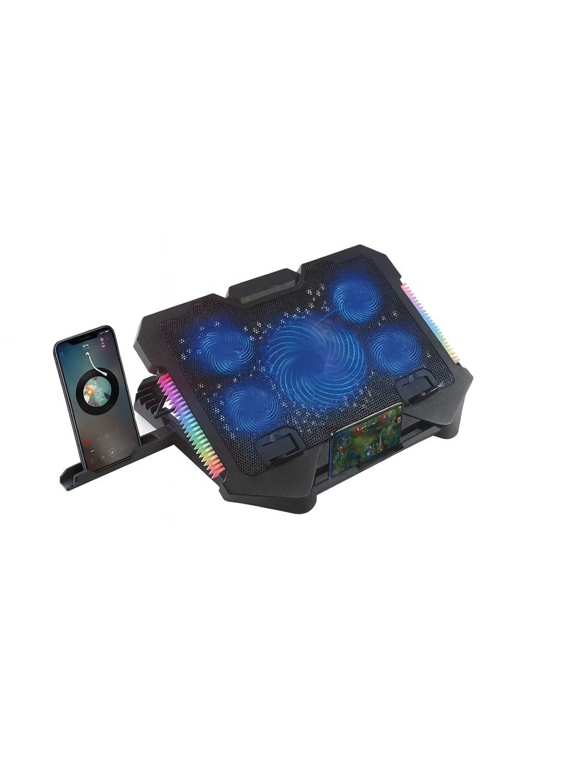Utopia S500 Gaming Pad with 5 Cooling Fans, RGB Lighting, and Control Display - Image 1