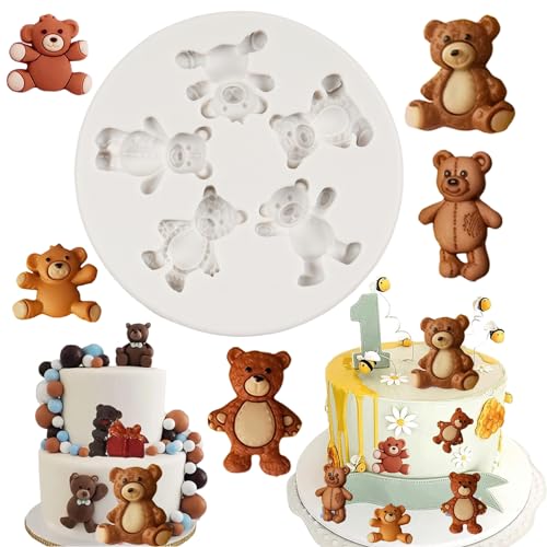 FCKEMLDS Bear Silicone Fondant Molds Bear Candy Chocolate Molds For Cake Decoration Cupcake Topper Chocolate Candy Polymer Clay Gum Paste - Image 1