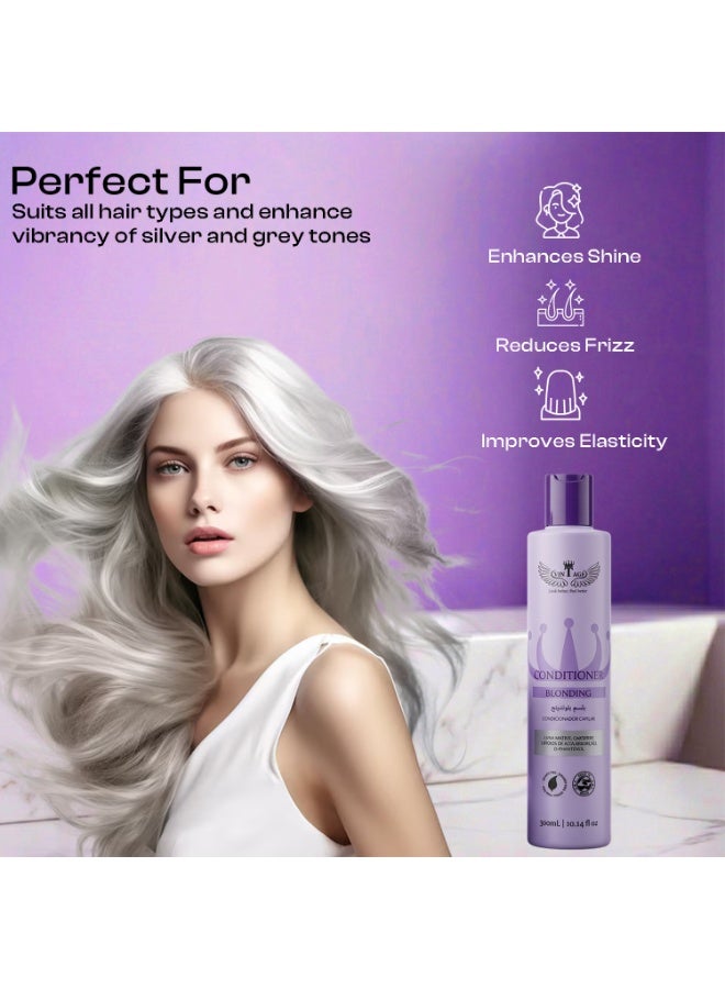 VINTAGE Blonding Conditioner 300ml (10.14 fl oz) – Purple Toning Conditioner for Blonde, Bleached, Silver & Gray Hair – Anti-Yellow Brass Correction with D-Panthenol & Luna Matrix - Image 3