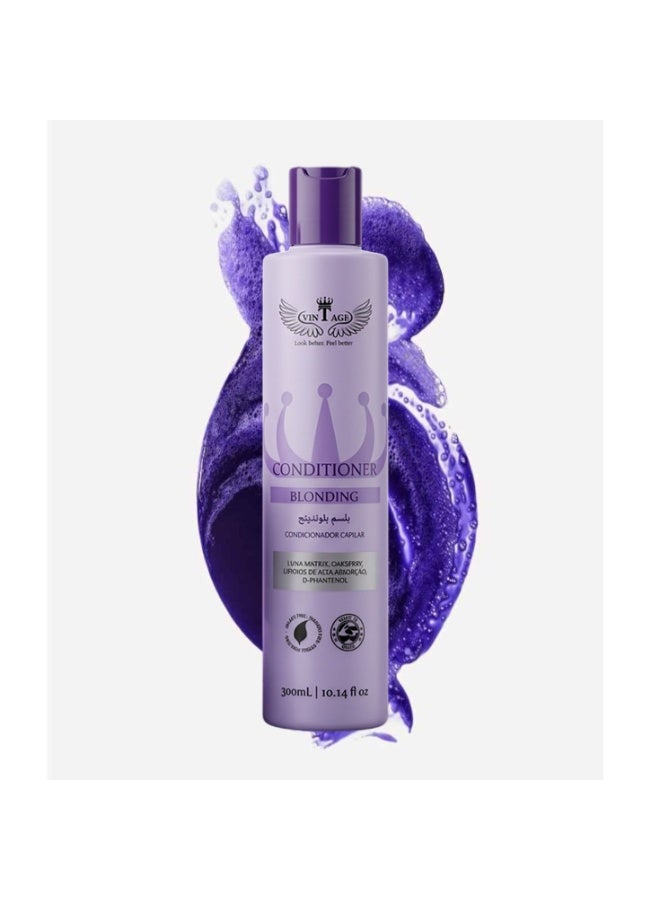 VINTAGE Blonding Conditioner 300ml (10.14 fl oz) – Purple Toning Conditioner for Blonde, Bleached, Silver & Gray Hair – Anti-Yellow Brass Correction with D-Panthenol & Luna Matrix - Image 1