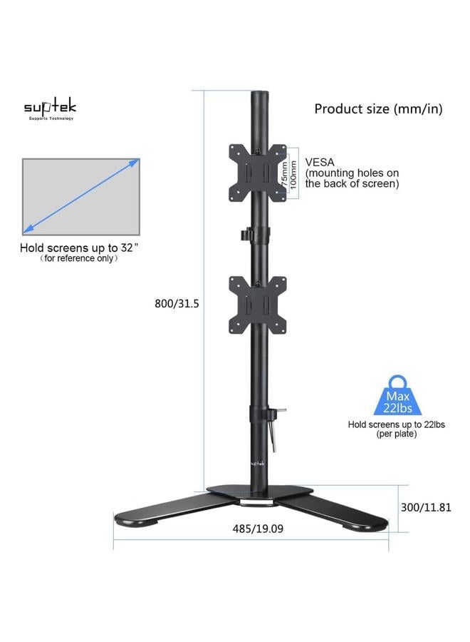 Suptek حامل شاشة مزدوج LED LCD من Suptek - حامل مكتب قائم لشاشتين حتى 32 بوصة عمود طويل 31.5 بوصة متين قابل للتعديل بالكامل مجموعة رأسية (ML6802) - Image 2
