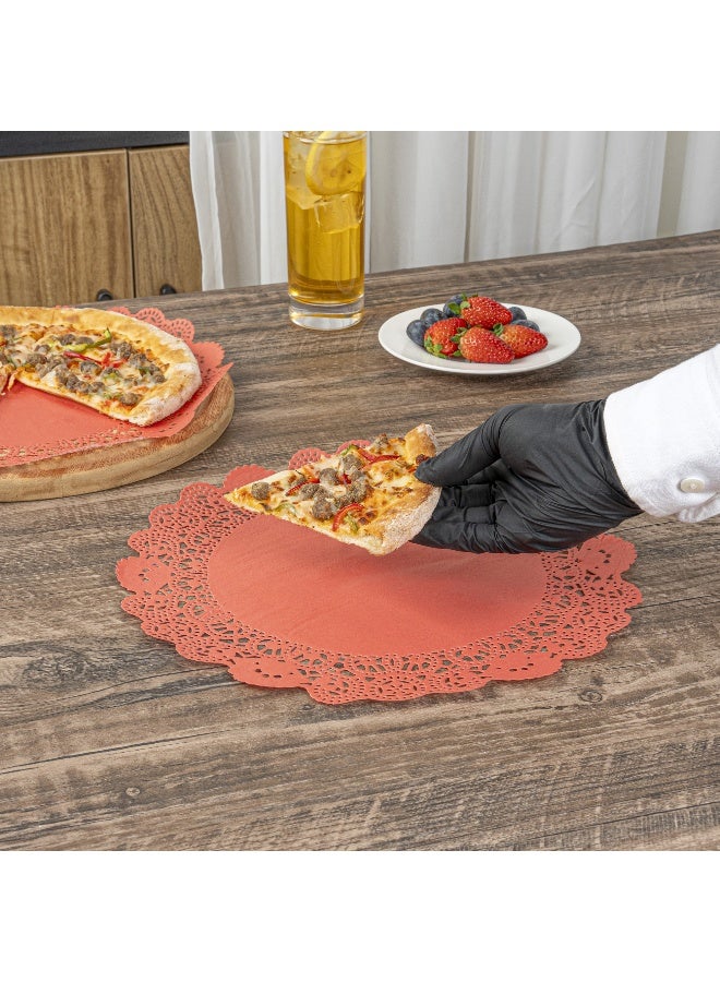 Restaurantware Pastry Tek 12 x 12 Inch Lace Doilies, 100 Decorative Tableware Placemats - Disposable, Round, Red Paper Table Doilies, For Birthdays, Or Weddings, Table Decor - Image 4