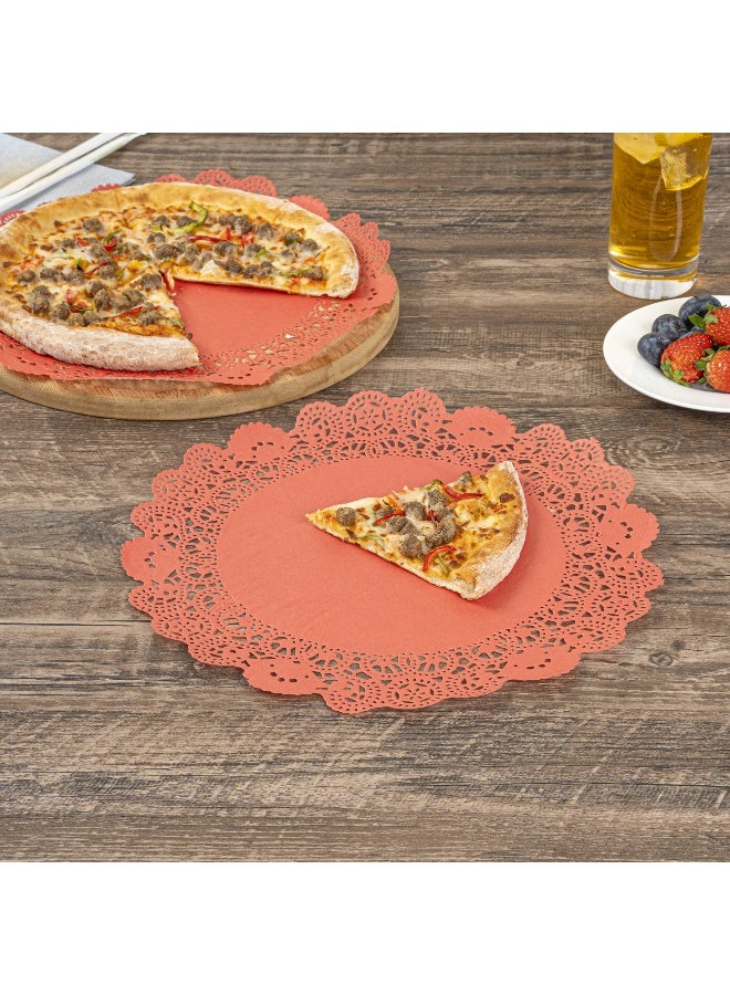 Restaurantware Pastry Tek 12 x 12 Inch Lace Doilies, 100 Decorative Tableware Placemats - Disposable, Round, Red Paper Table Doilies, For Birthdays, Or Weddings, Table Decor - Image 5