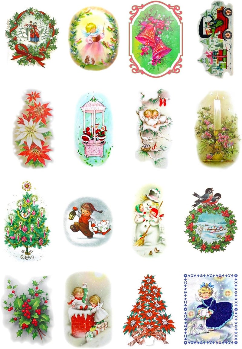 Flonz Decoupage Paper Pack (10sheets A4 / 8"x12") Vintage Christmas Tree Decorations Gift Vintage Ephemera - Image 1