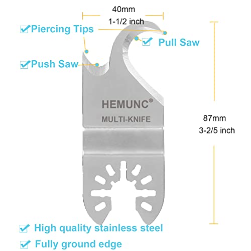 HEMUNC 3PCS Oscillating Multitool Saw Blades, Oscillating Multi Tool Hook Knife Blade for Cutting Roofing Shingles, PVC Carpet, and Cardboard, Fit Dewalt Milwukee Rockwell Bosch Dremel Ryobi Ridgid - Image 2