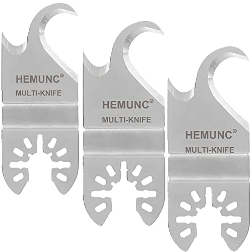 HEMUNC 3PCS Oscillating Multitool Saw Blades, Oscillating Multi Tool Hook Knife Blade for Cutting Roofing Shingles, PVC Carpet, and Cardboard, Fit Dewalt Milwukee Rockwell Bosch Dremel Ryobi Ridgid - Image 1