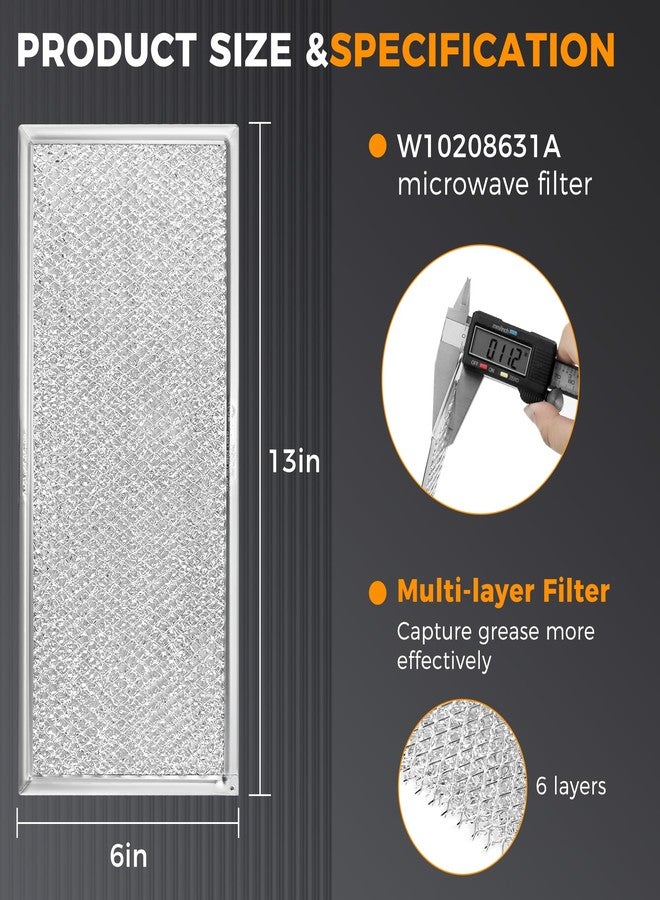 Fetechmate 13 x 6" Microwave Grease Filter by Fetechmate Compatible with Whir-lpool G-E Microwaves Replace W10208631A Aluminum Mesh Screen Grease Filter (2-Pack) - Image 5