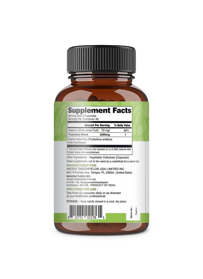 Organic Veda - Amla Capsules Natural Vitamin C Supplements Organic Whole Food Vitamin C Amla Powder For Immunity Skin Radiance Antioxidants Wellness Non Gmo Raw Vegan Vitamin C Capsules 120 - Image 1